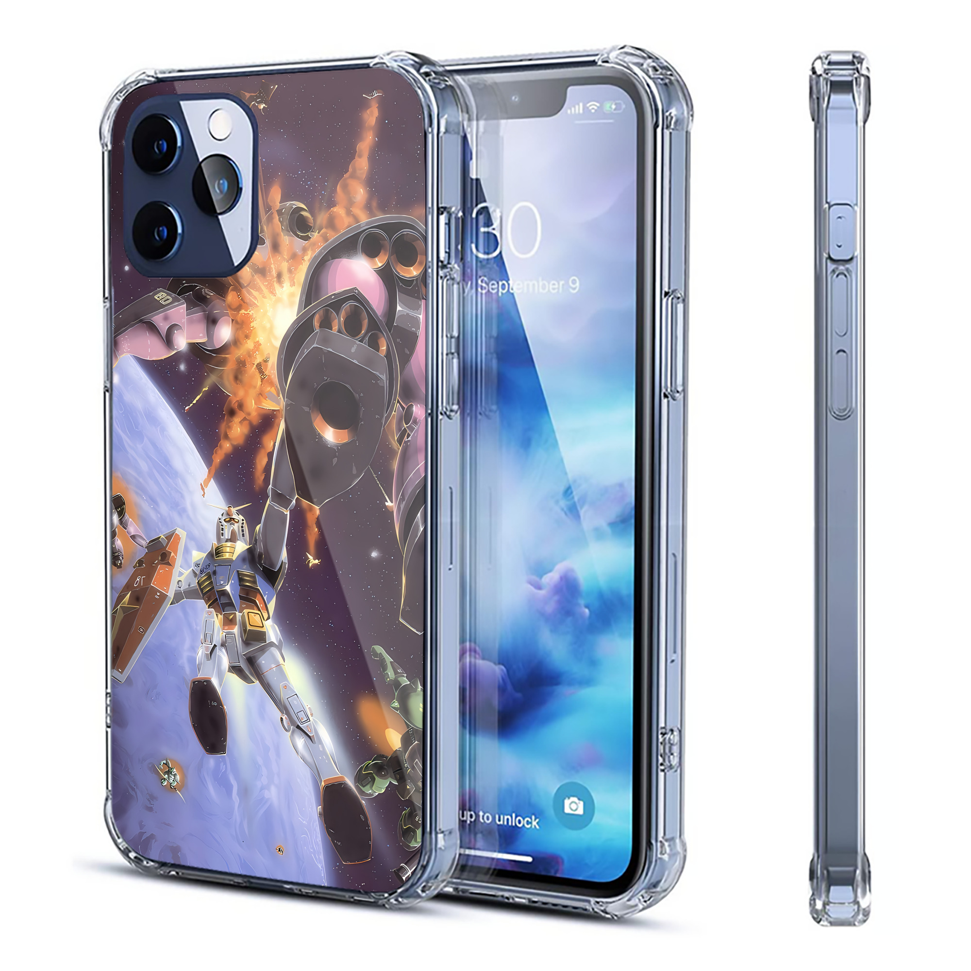 （画像用） 機動戦士ガンダム Mobile Suit Gundam 【iPhone 12シリーズ対応】透明スマホケース（クリアソフトケース）